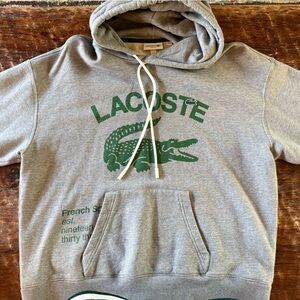 Lacoste Gray Sweatshirt with Green Crocodile Logo
